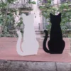 Silueta de Gato Decorativa en Acero | Blanco o Negro - Diseño Minimalista