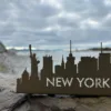 Decoración Nueva York Mesa - Skyline Metálico con Estatua de la Libertad
